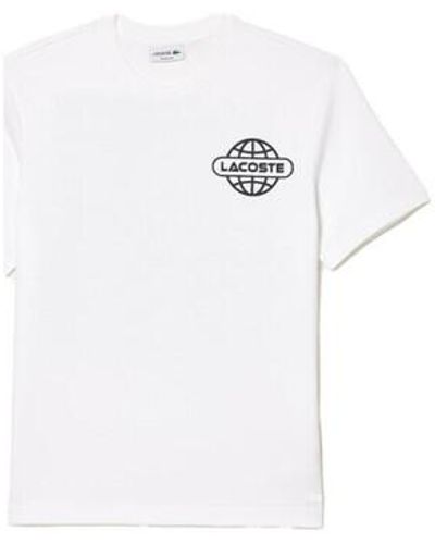 Lacoste T-shirt T-SHIRT IMPRIMÉ EN JERSEY ÉPAIS DE COTON BLANC