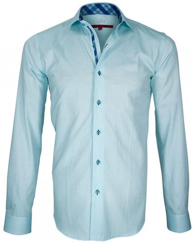 Andrew Mc Allister Chemise chemise a courdieres elbow turquoise - Bleu
