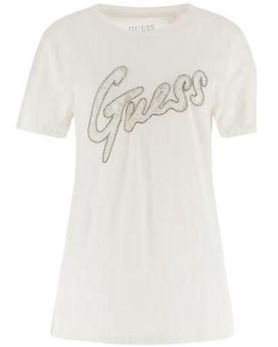 Guess T-shirt LACE LOGO EASY W4RI25 K9RM1 - Blanc