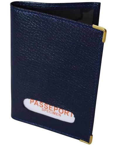 Chapeau-Tendance Portefeuille Protège-passeport cuir - Bleu