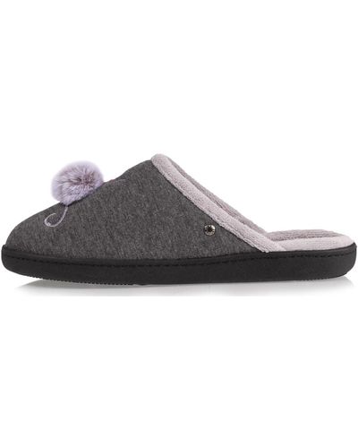 Isotoner Chaussons Chaussons Mules pompom - Gris