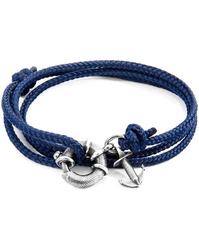 Anchor and Crew Bracelets Bracelet Ancre Clyde Argenté Et Corde - Bleu