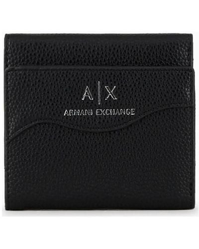 EAX Portefeuille Mini porte-cartes AXE avec coutures façonnées - Noir