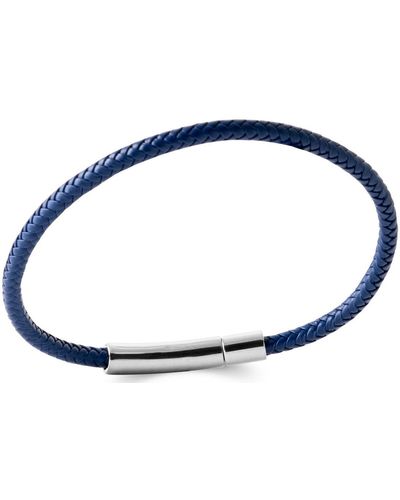 Brillaxis Bracelets Bracelet cuir bleu et acier