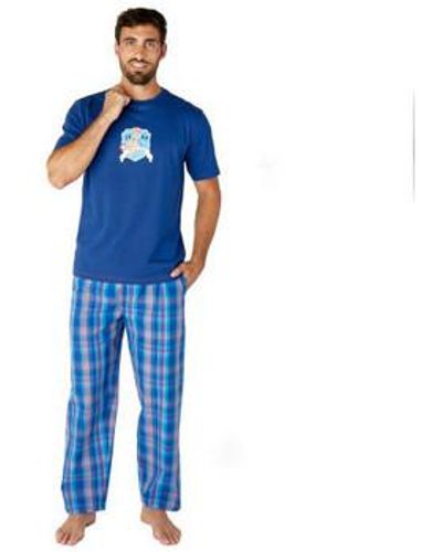 Achile Pyjamas / Chemises de nuit Pyjama manches courtes et pantalon PIN UP - Bleu