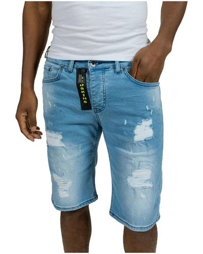 Redskins Short Bermuda jeans Zip Graph ref 52023 Bleu