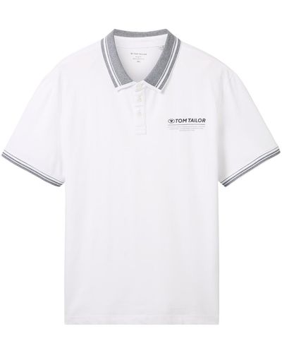 Tom Tailor T-shirt Polo coton droit + - Blanc
