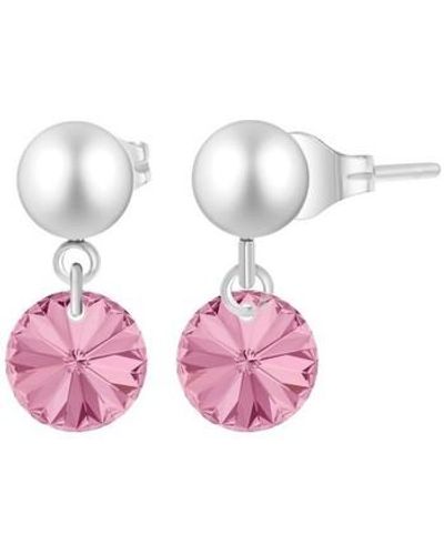 Sc Crystal Boucles oreilles B3069-ARGENT-ROSE