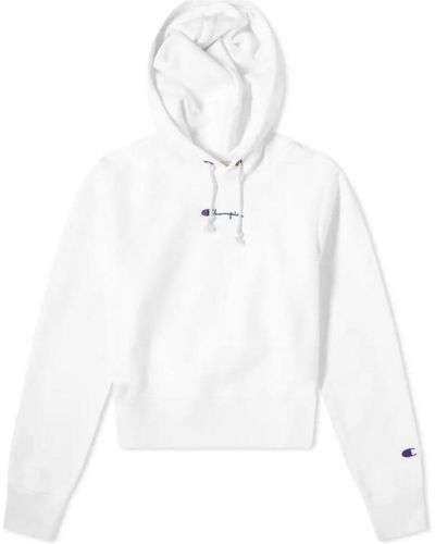 Champion Sweat-shirt Reverse Weave Cropped Small Script Logo Hooded Sweatshirt - Blanc