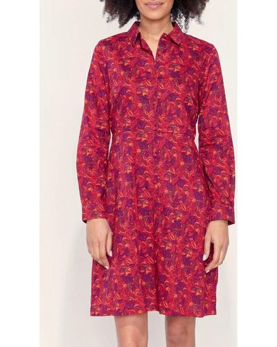 La Fiancee Du Mekong Robe courte Robe chemise coton bio imprimé AGRA - Rouge