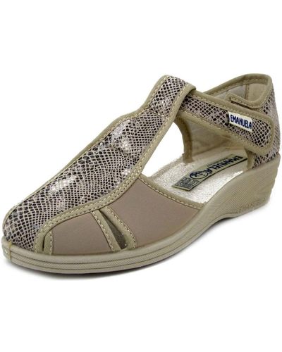 Emanuela Sandales Chaussures, Sandale Confort, Textile - 915BE - Neutre