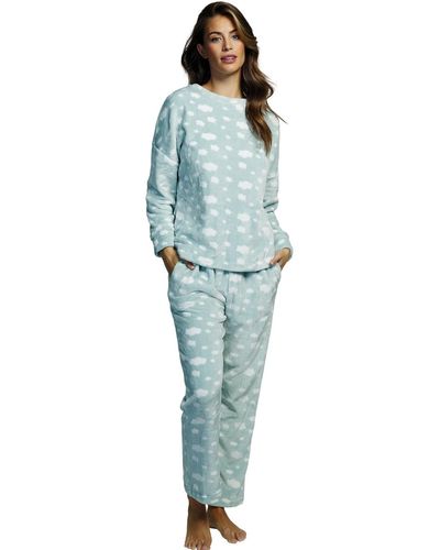 Selmark Pyjamas / Chemises de nuit Pyjama pantalon haut manches longues Polar Joven - Bleu