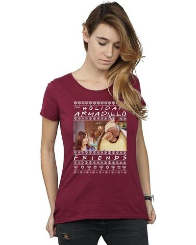 Friends T-shirt Fair Isle Holiday Armadillo - Rouge