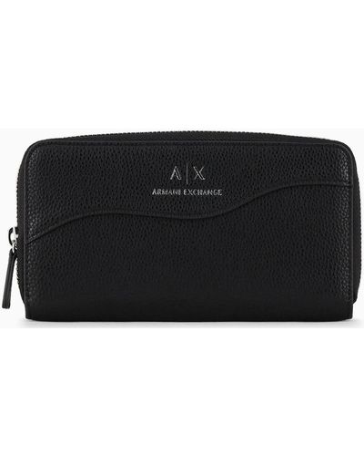 EAX Cabas Portefeuille zippé AXE avec surpiqûres façonnées - Noir
