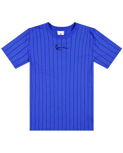 Karlkani T-shirt T-SHIRT SMALL SIGNATURE PINSTRIPE TEE BLEU