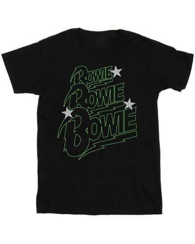 David Bowie T-shirt Multiple Neon Logo - Noir