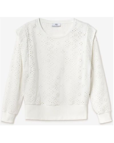 Le Temps Des Cerises Sweat-shirt Sweat plume ajouré blanc