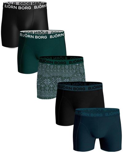 Björn Borg Caleçons Boxers Cotton Stretch 5 Pack Multicolour - Vert
