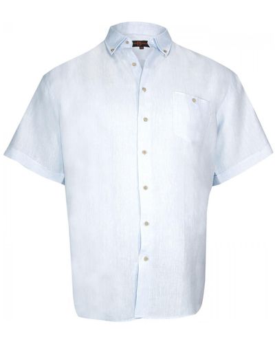 Doublissimo Chemise chemisette en lin monte carlo bleu