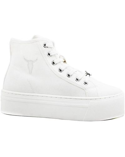 Windsor Smith Bottes WINDSORSMITH Sneaker Hi Platform Canvas White RUNAWAY - Blanc