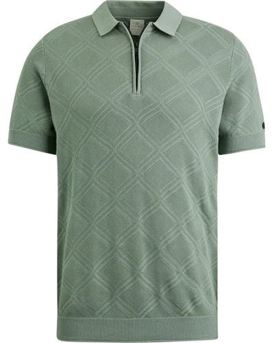 Cast Iron T-shirt Knitted Half Zip Poloshirt Structure Vert
