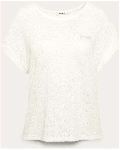 Promod Blouses T-shirt effet pointelle - Blanc