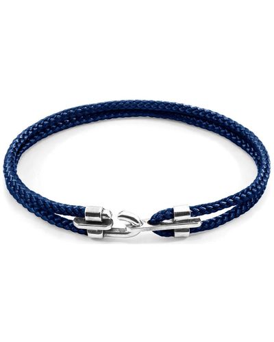 Anchor and Crew Bracelets Bracelet Canterbury Argent Et Corde - Bleu