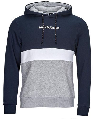 Jack & Jones Sweat-shirt JJEREID BLOCKING SWEAT HOOD - Bleu