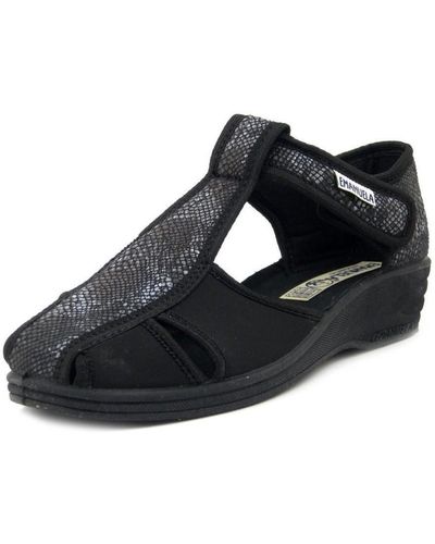 Emanuela Sandales Chaussures, Confort, Tissu extensible-915 - Noir