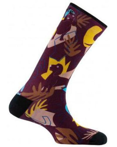 Achile Chaussettes Chaussettes imprimées motif Teckel en coton - Violet