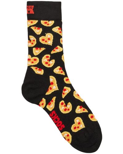 Happy Socks Chaussettes hautes PIZZA LOVE - Noir