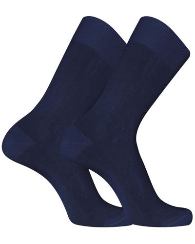 Pierre Cardin Chaussettes Paire de chaussettes de ville en Fil d'Ecosse modèle 0110 - Bleu