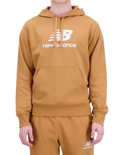 New Balance Sweat-shirt Sweat à Capuche Essentials Stacked Logo Fleece Hoodie - Marron