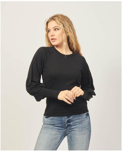 Yes-Zee Pull pull col rond à manches bouffantes - Noir