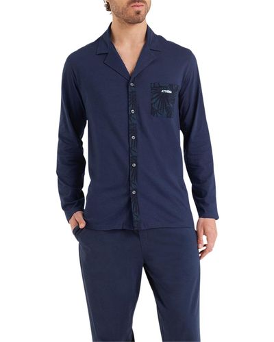 Athena Pyjamas / Chemises de nuit Pyjama coton long - Bleu
