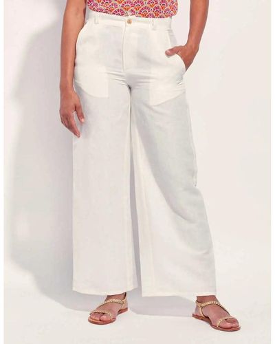 La Fiancee Du Mekong Pantalon Pantalon large coton lin taille haute AMELIA - Neutre
