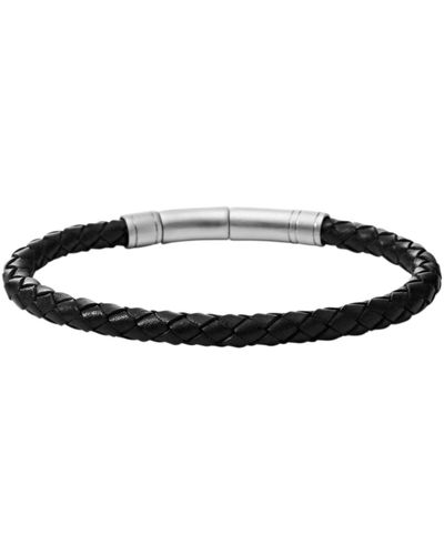 Fossil Bracelets Bracelet homme cuir noir tressé - Métallisé