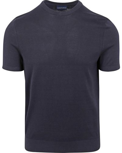 Suitable T-shirt Knitted T-shirt Marine - Bleu