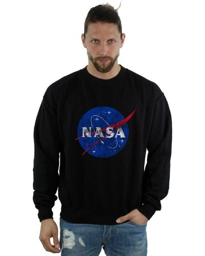 NASA Sweat-shirt Classic Insignia Logo Distressed - Noir