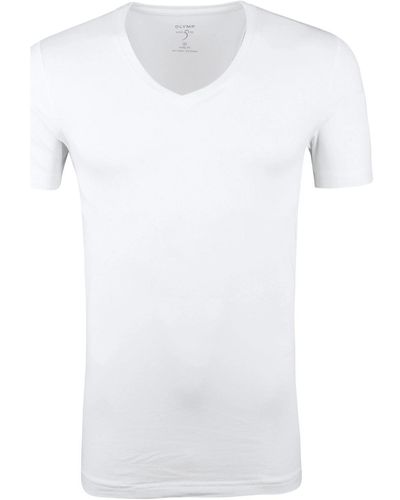 Olymp T-shirt T-Shirt Col-V Profond Stretch - Blanc