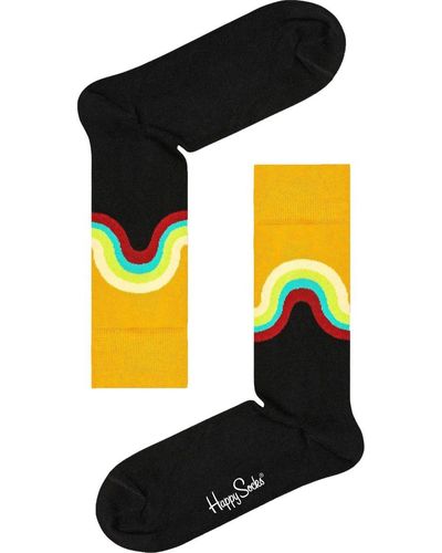 Happy Socks Socquettes Chaussettes Wave - Jaune