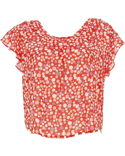 Molly Bracken T-shirt Woven top ladies red charlot - Rouge