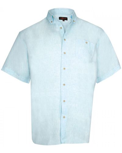 Doublissimo Chemise chemisette en lin monte carlo turquoise - Bleu