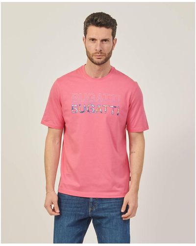 Bugatti T-shirt T-shirt col rond avec logo 3D - Rose