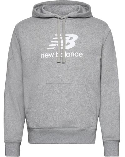 New Balance Sweat-shirt Sweat à Capuche Essentials Stacked Logo Fleece Hoodie - Gris