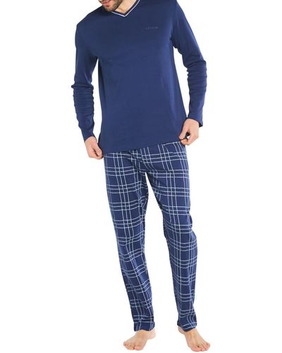 Arthur Pyjamas / Chemises de nuit Pyjama Long coton vichy régular - Bleu