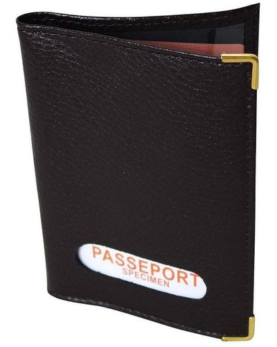 Chapeau-Tendance Portefeuille Protège-passeport cuir - Noir