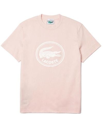 Lacoste T-shirt T-shirt rose avec logo imprimé 3D