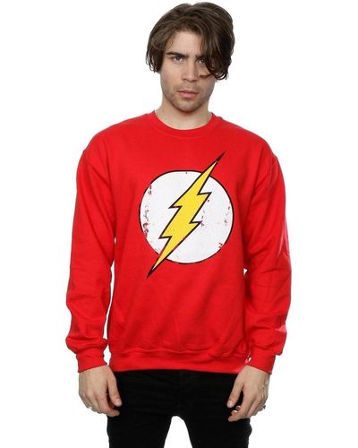Dc Comics Sweat-shirt Flash Distressed Logo - Rouge