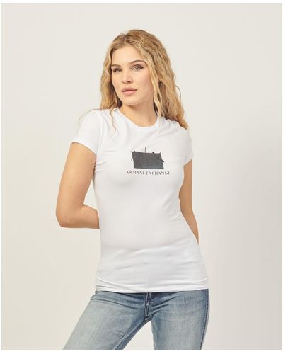 EAX T-shirt T-shirt à col rond coupe slim Armani Sustainability Values - Blanc